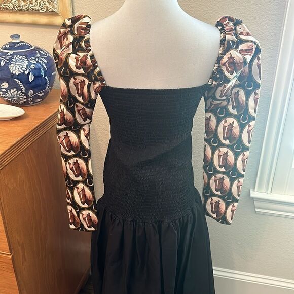 NWT Autumn Adeigbo Nevada Drop Waist Black Western Horse Print-M9 - Picture 6 of 8